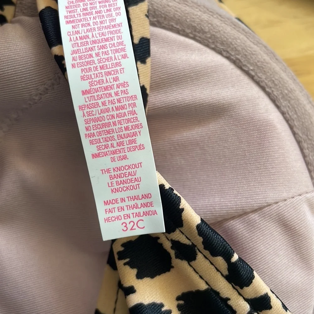 Victoria’s Secret The Knockout Bandeau 32C bikini top animal print swim leopard